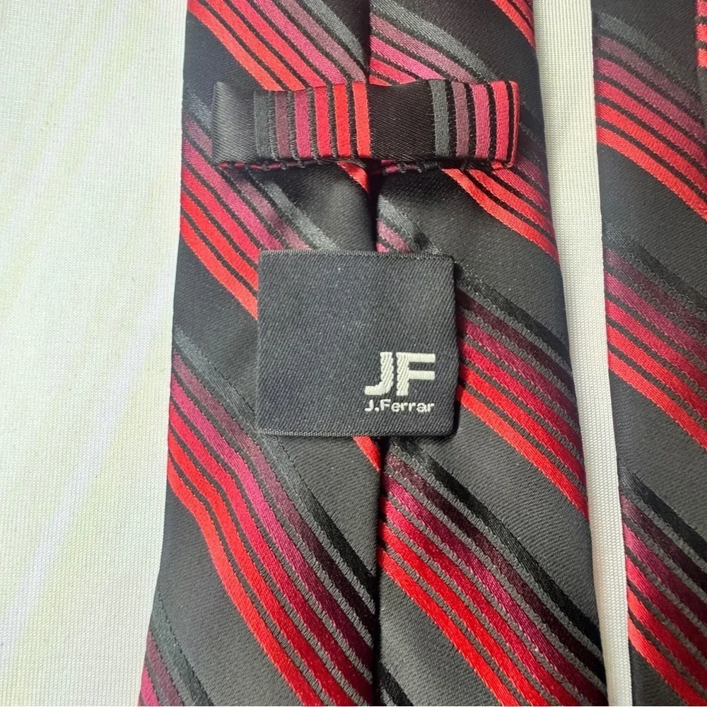 JF J.Ferrar Red and Black Diagonal Stripe Tie